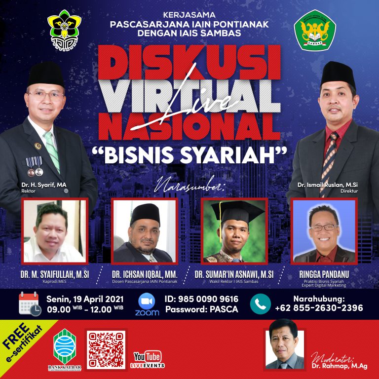 Prodi MES Pascasarjana IAIN Pontianak Gelar Diskusi Virtual Nasional “Bisnis Syariah”