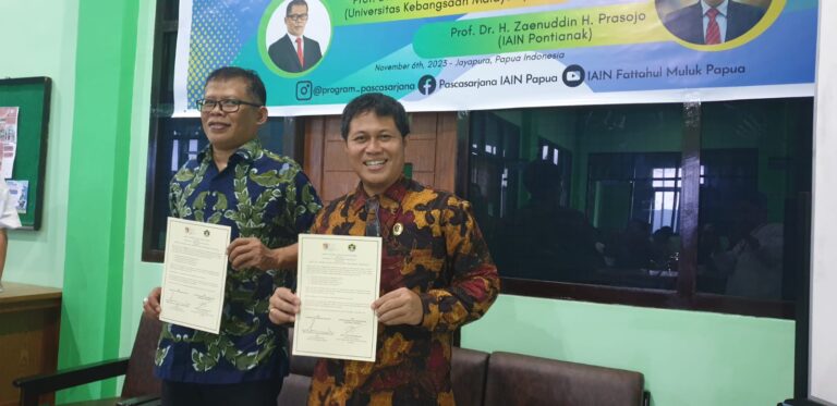 Tandatangani Letter of Intent (LoI) di Pascasarjana Iain Fatahul Muluk Papua, Direktur Pascarasarjana IAIN Pontianak Melakukan Kerjasama dengan Dekan Fakulti Pengajian Islam Universiti Kebangsaan Malaysia