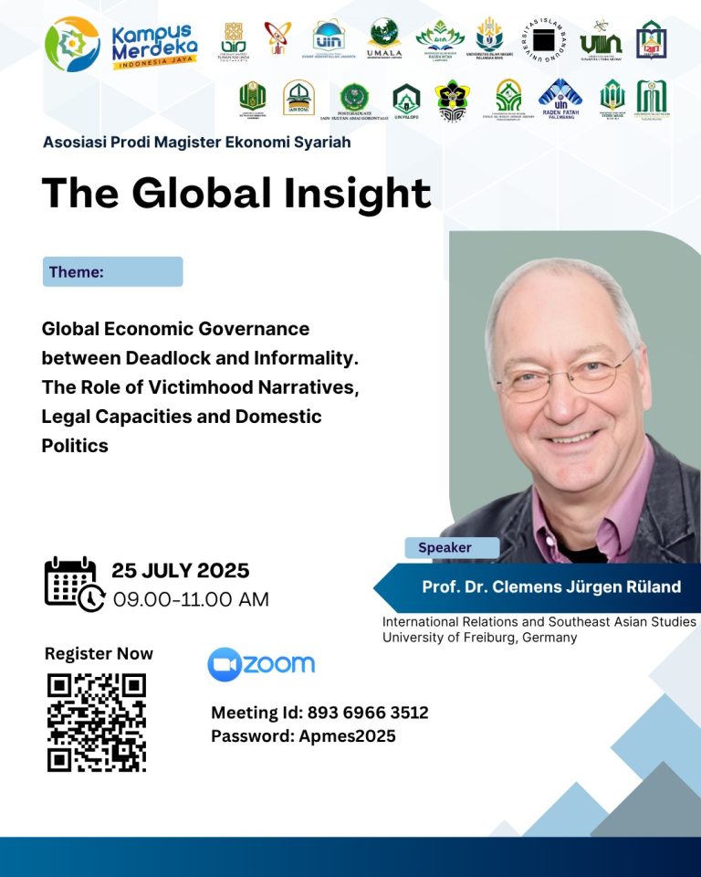 “The Global Insight”: Prodi Magister Ekonomi Syariah, Pascasarjana IAIN Pontianak Dan Asosiasi Program Studi Magister Ekonomi Syariah (APMES) Hadirkan Prof. Jürgen Rüland (University Of Freiburg, Jerman)